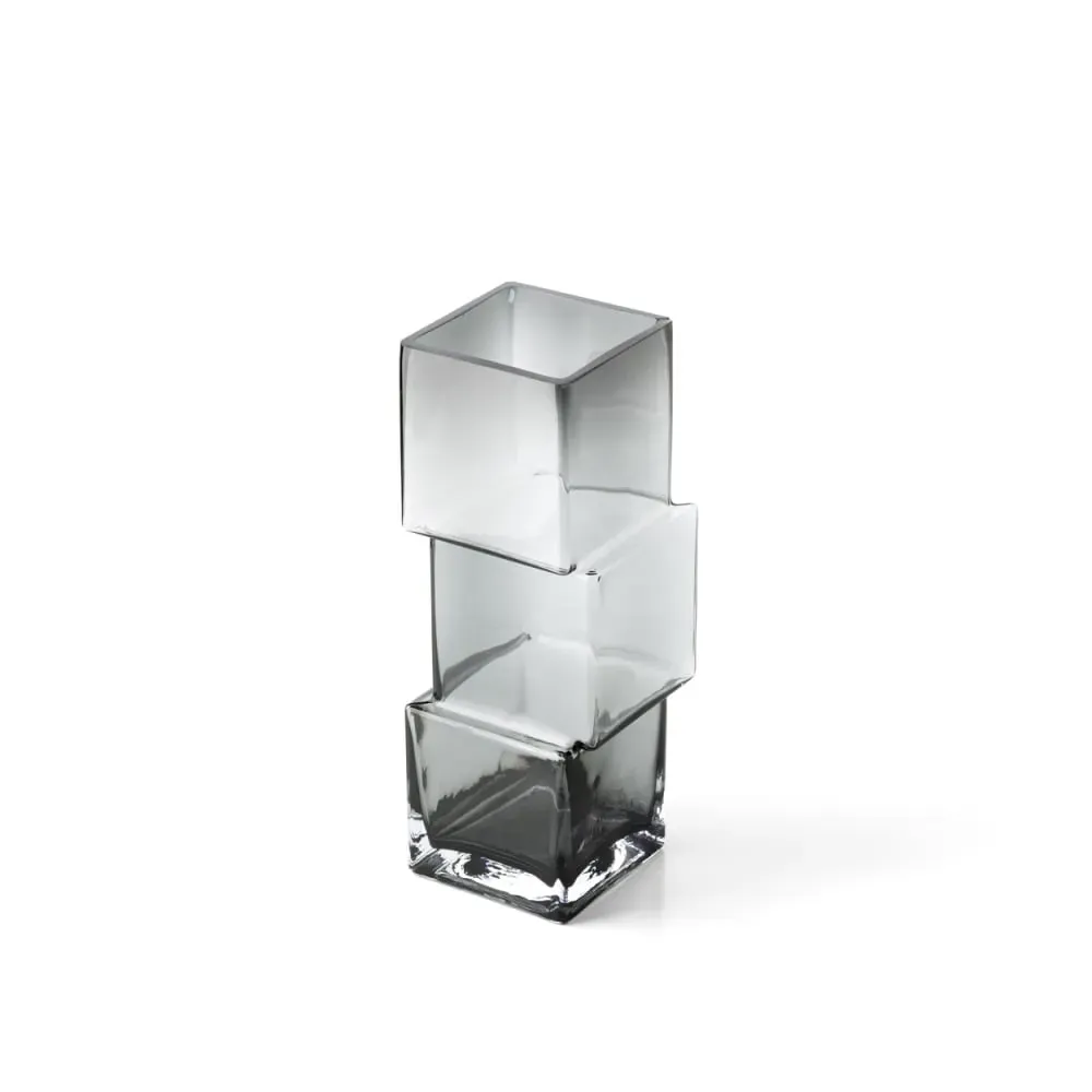 Illustration numéro 2 du produit Vase en verre recyclé gris foncé 10x10x27 cm