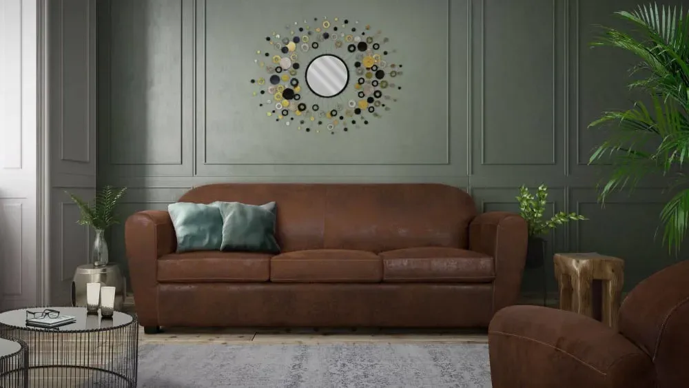 Illustration numéro 2 du produit Canapé microfibre aspect cuir vieilli 4 places