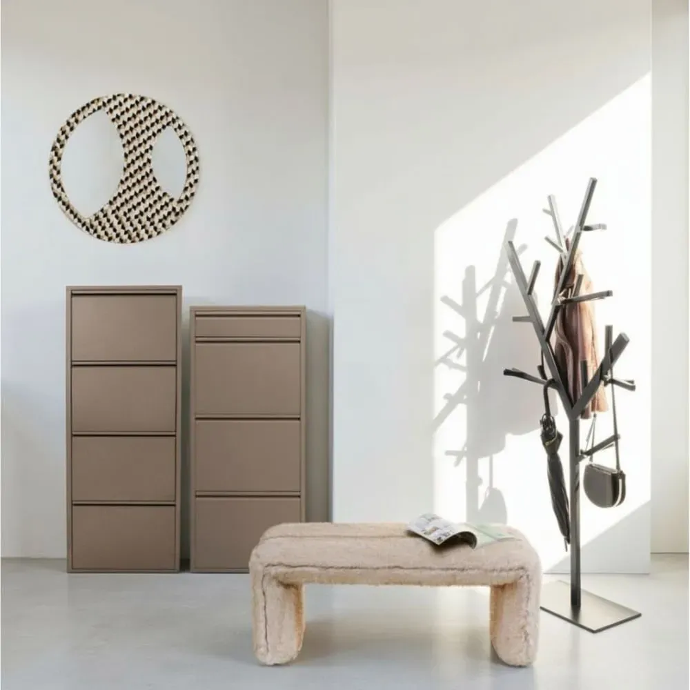 Illustration numéro 2 du produit Casier à chaussures 4 tiroirs en acier taupe