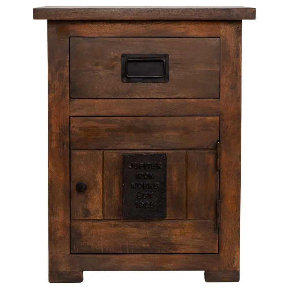 Illustration numéro 2 du produit Table de chevet en bois marron, fabriquée à la main, 51x40x64 cm (h)