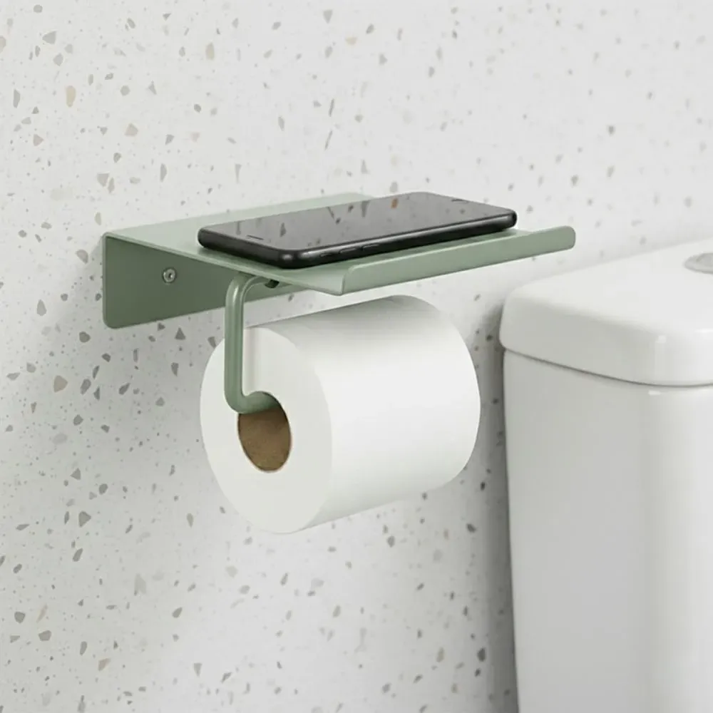 Illustration numéro 2 du produit Porte-papier toilette mural en métal kaki 14 x 6 x 12 cm