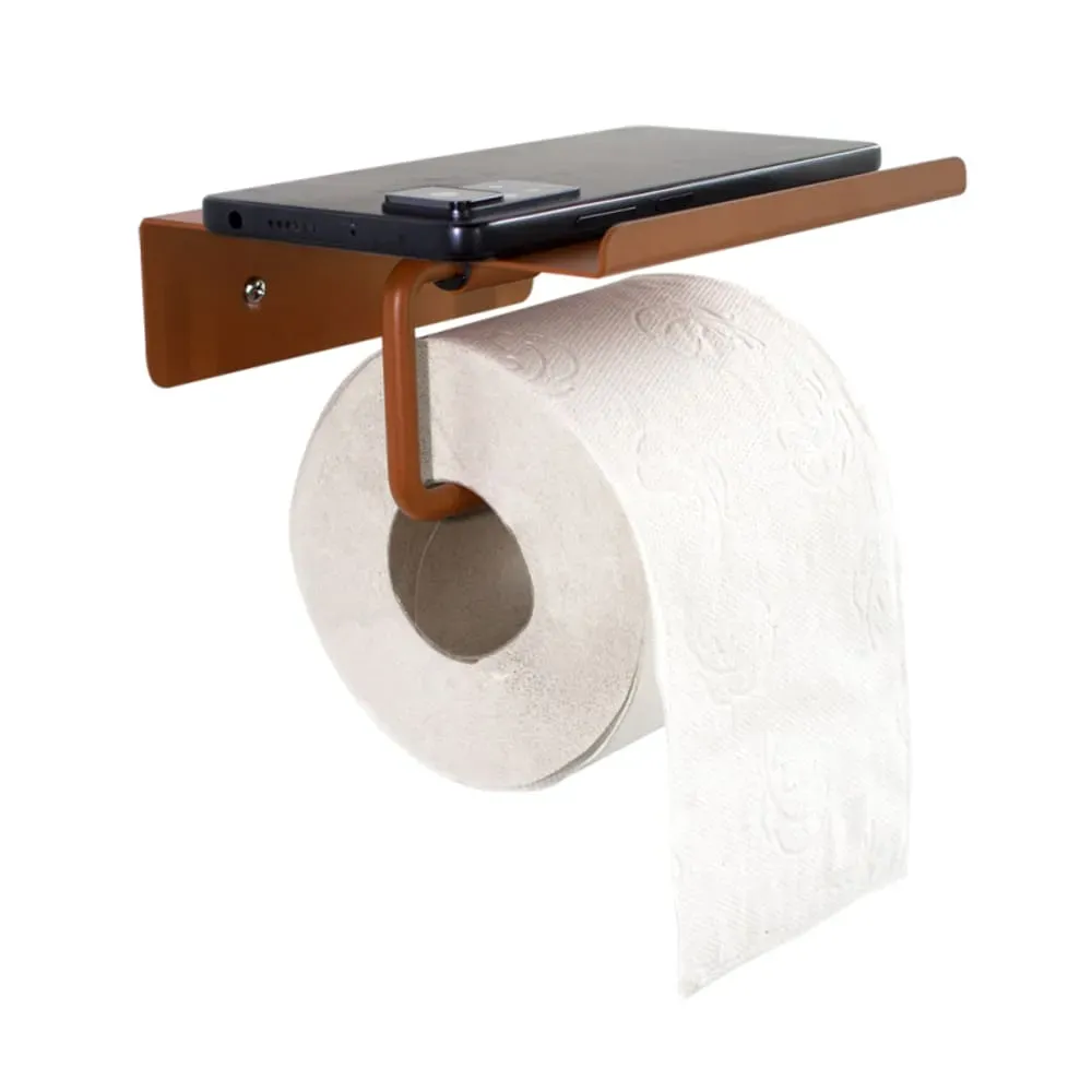 Illustration numéro 2 du produit Porte-papier toilette mural en métal terracotta 14 x 6 x 12 cm