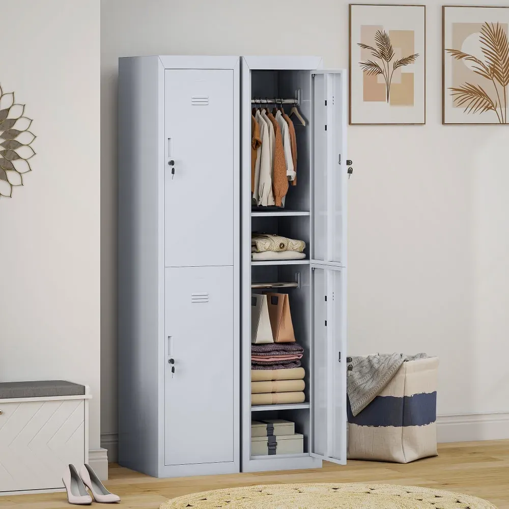 Illustration numéro 2 du produit Lot de 2 armoires métallique à casiers verrouillable gris