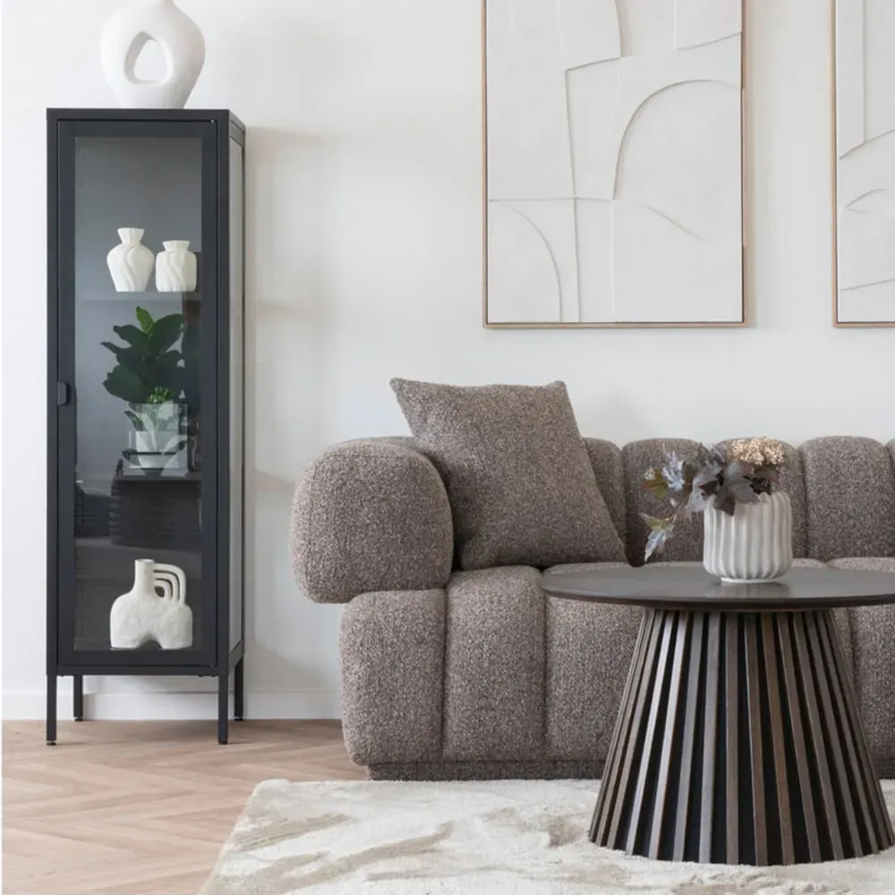 Illustration numéro 2 du produit Vitrine 1 porte vitrée acier noir 40x140 cm