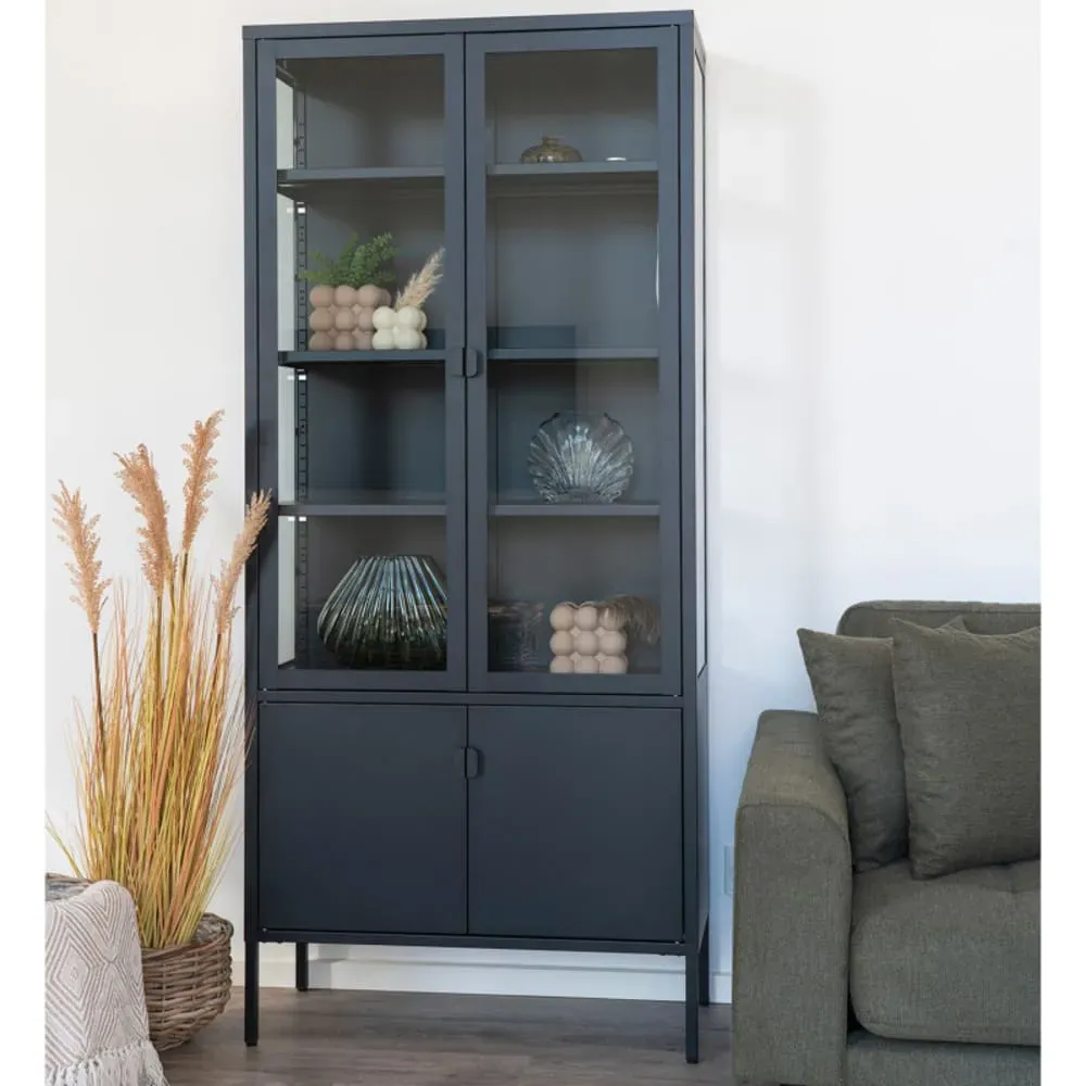 Illustration numéro 2 du produit Vitrine 4 portes vitrées acier noir 80x180 cm