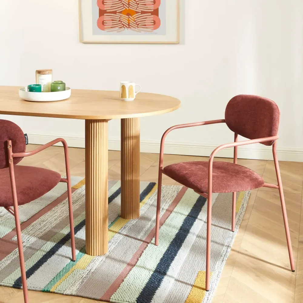 Illustration numéro 2 du produit Lot de 2 chaises tissu et pieds métal terracotta