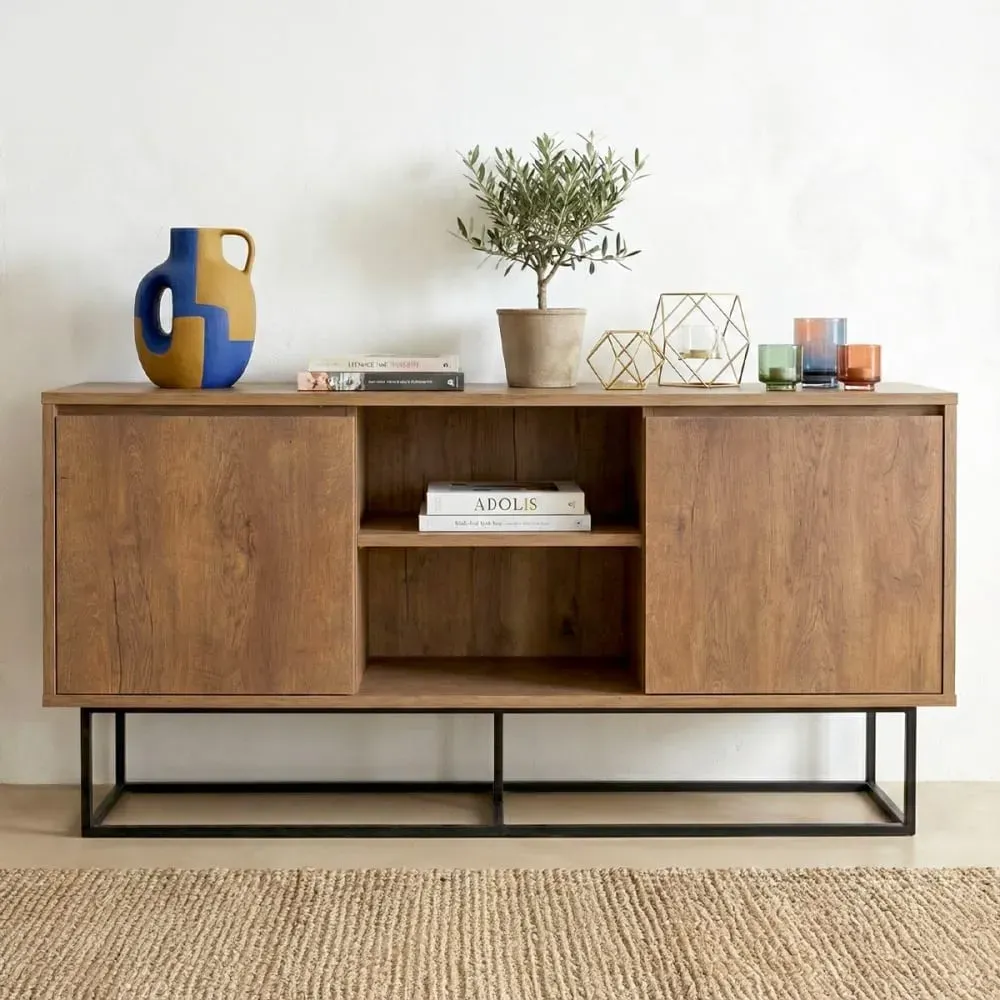 Illustration numéro 2 du produit Buffet 2 portes 2 niches effet Noyer 140 cm