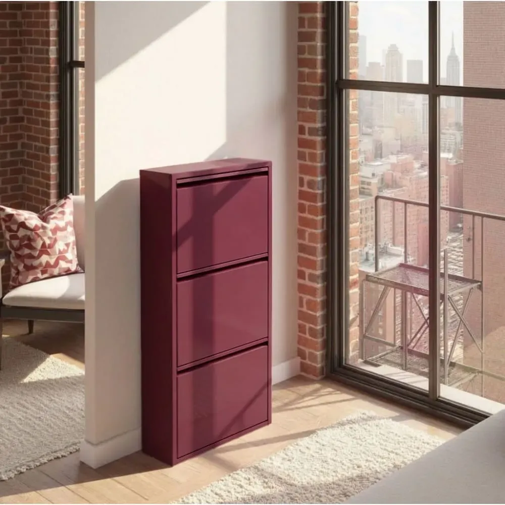 Illustration numéro 2 du produit Casier à chaussures 3 tiroirs en acier violet