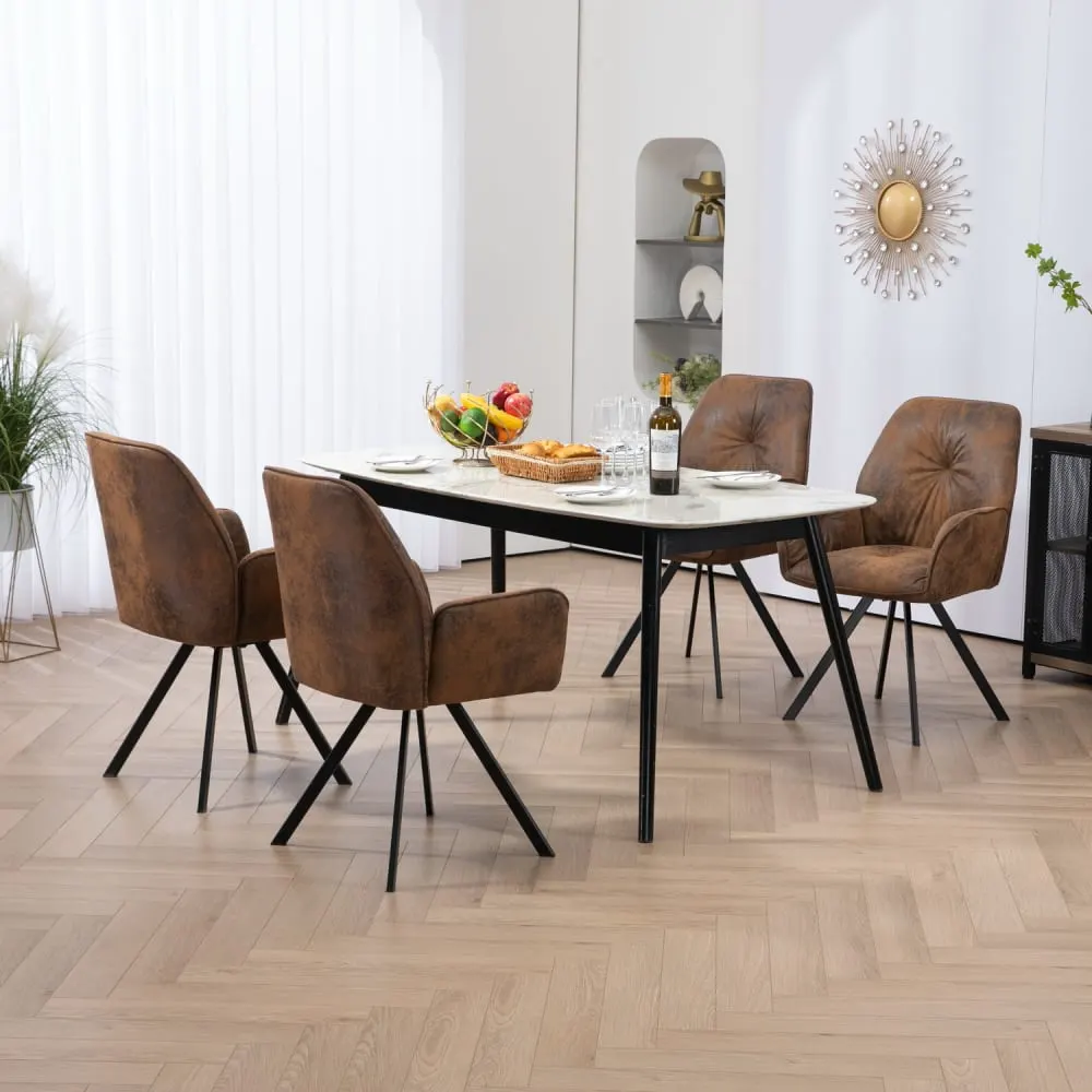 Illustration numéro 2 du produit Lot de 4 chaises de pivotantes avec accoudoirs marron