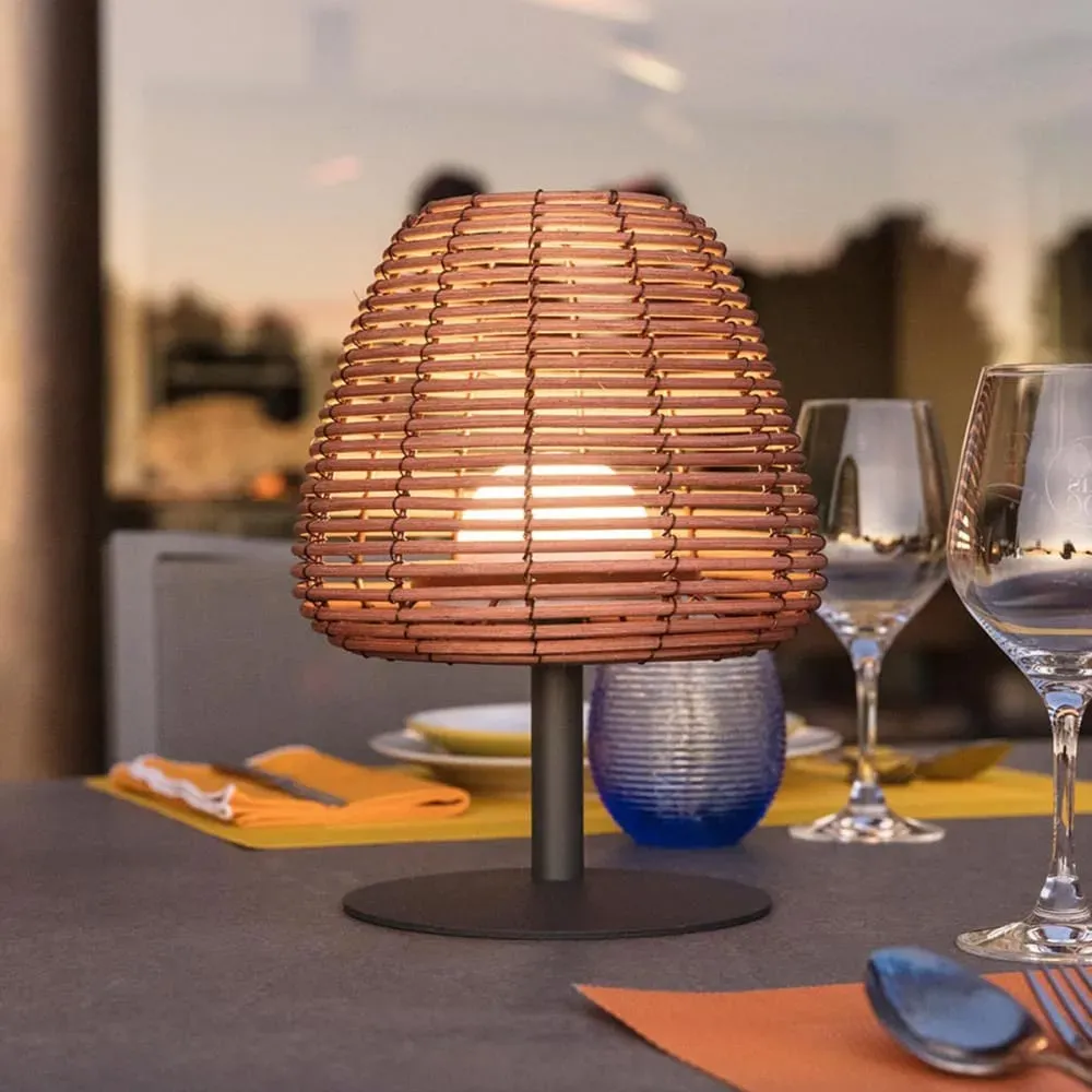 Illustration numéro 2 du produit Lot de 4 Lampes de table sans fil LED Polyrotin Marron H25CM