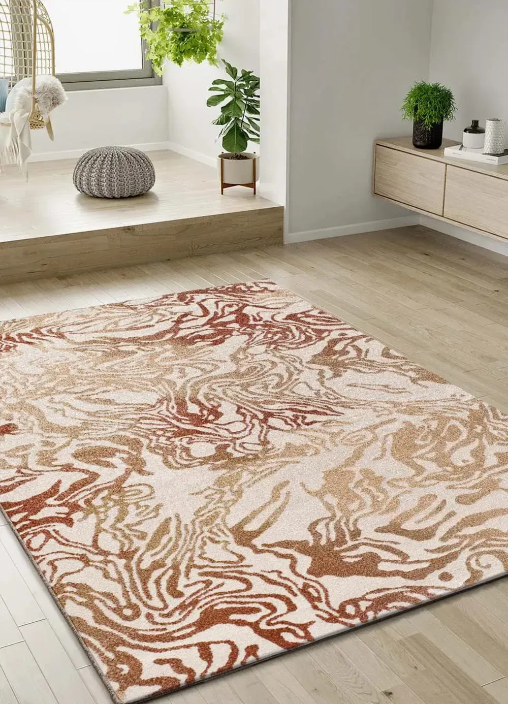 Illustration numéro 2 du produit Tapis abstrait rouille/beige 160x230 cm