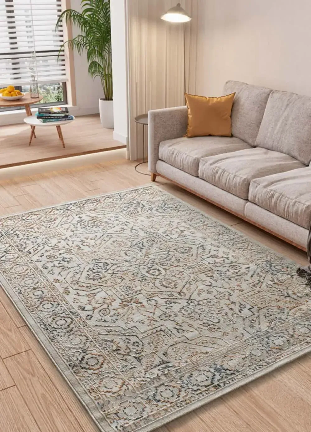 Illustration numéro 2 du produit Tapis á relief vintage beige /rouille/bleu 154x230 cm
