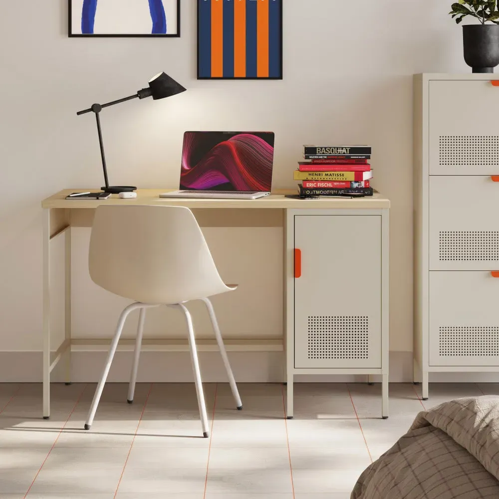 Illustration numéro 2 du produit Bureau 1 porte en métal L120cm - Beige