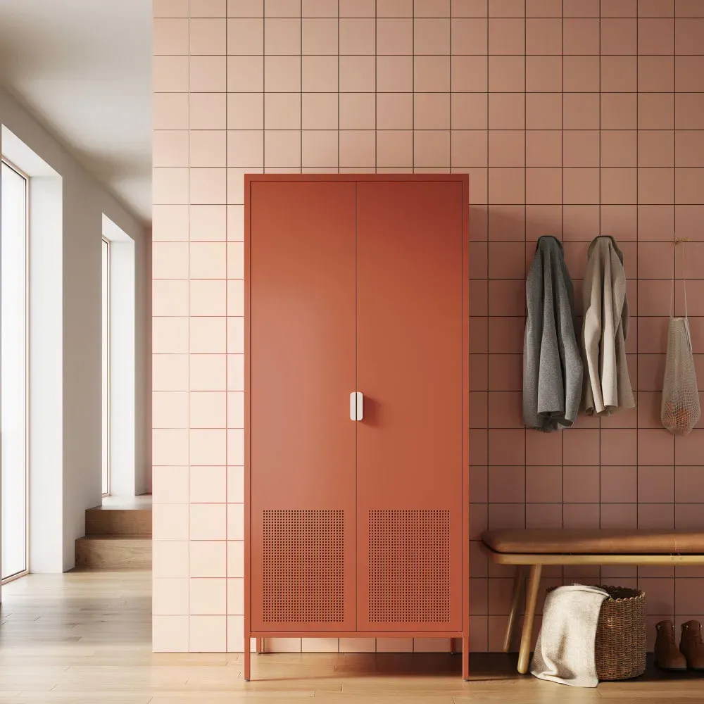 Illustration numéro 2 du produit Armoire 2 portes en métal H180cm - Terracotta