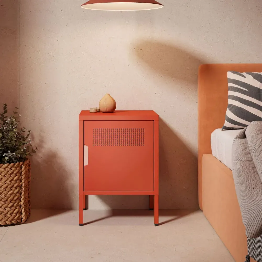 Illustration numéro 2 du produit Table de chevet 1 porte en métal L40cm - Terracotta