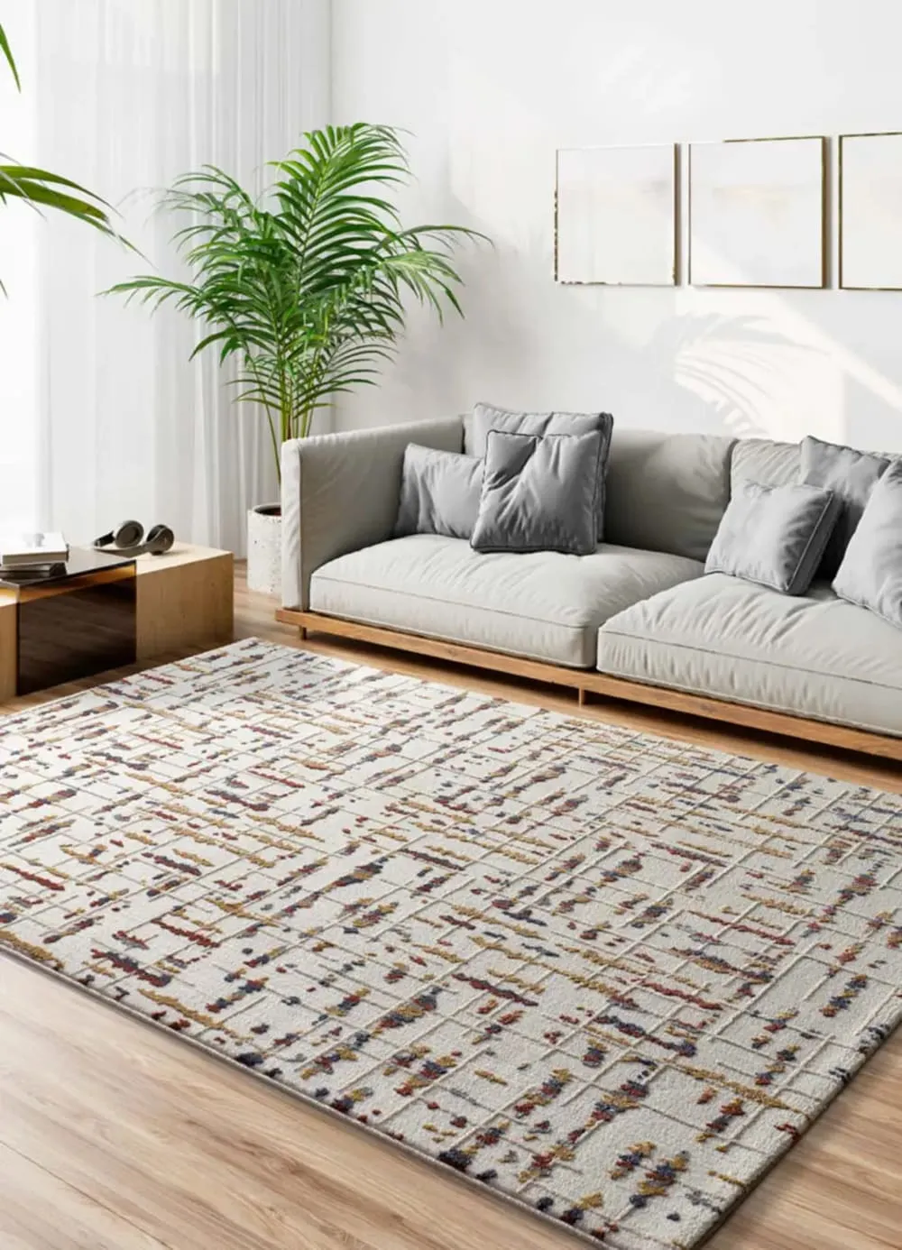 Illustration numéro 2 du produit Tapis à relief géométrique multicolore 133x190 cm