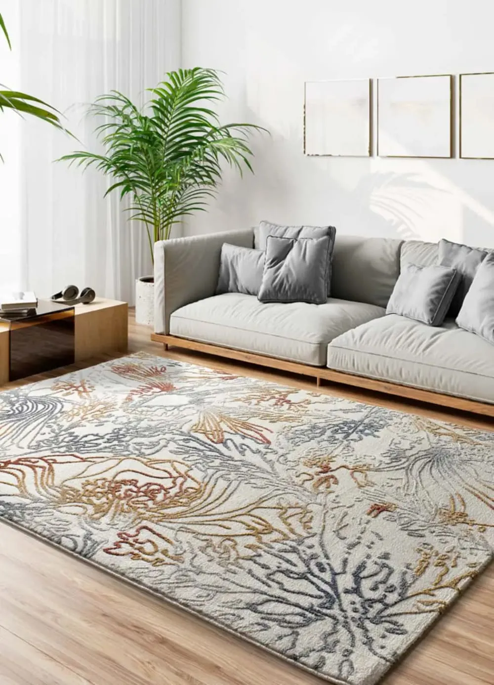 Illustration numéro 2 du produit Tapis à relief abstrait multicolore 133x190 cm