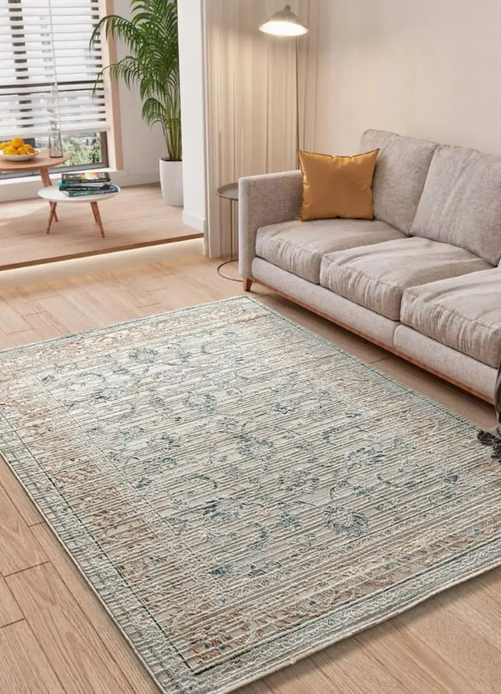 Illustration numéro 2 du produit Tapis á relief vintage beige/rouille/bleu 192x290 cm