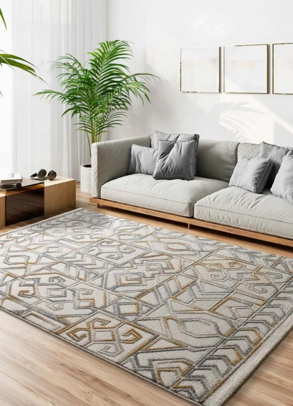 Illustration numéro 2 du produit Tapis à relief ethnique beige/multicolore 80x150 cm