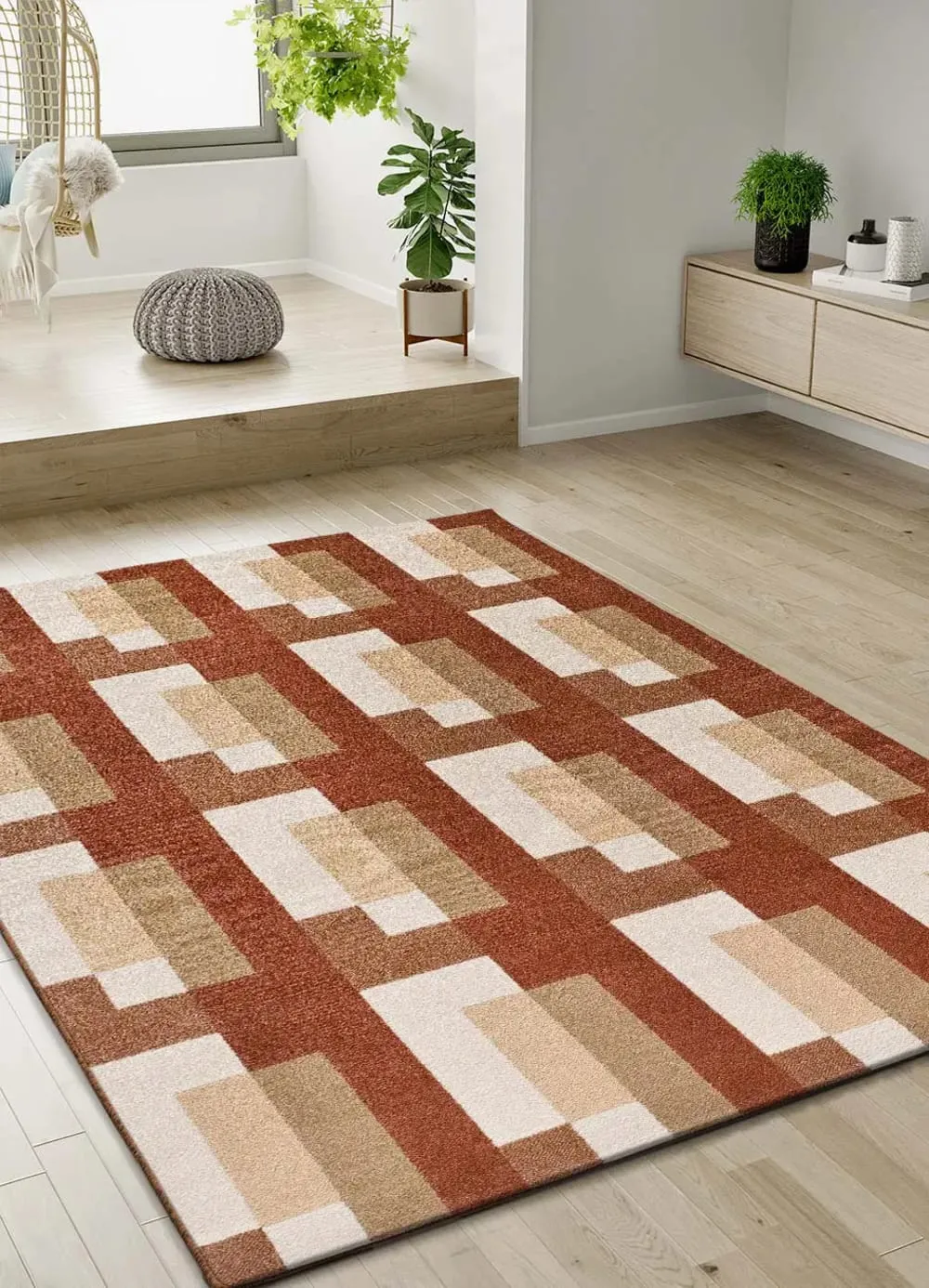 Illustration numéro 2 du produit Tapis géométrique rouille 80x150 cm