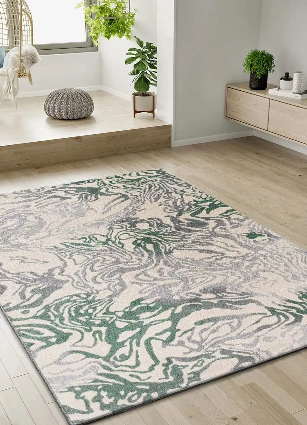 Illustration numéro 2 du produit Tapis abstrait vert/gris/beige 80x150 cm