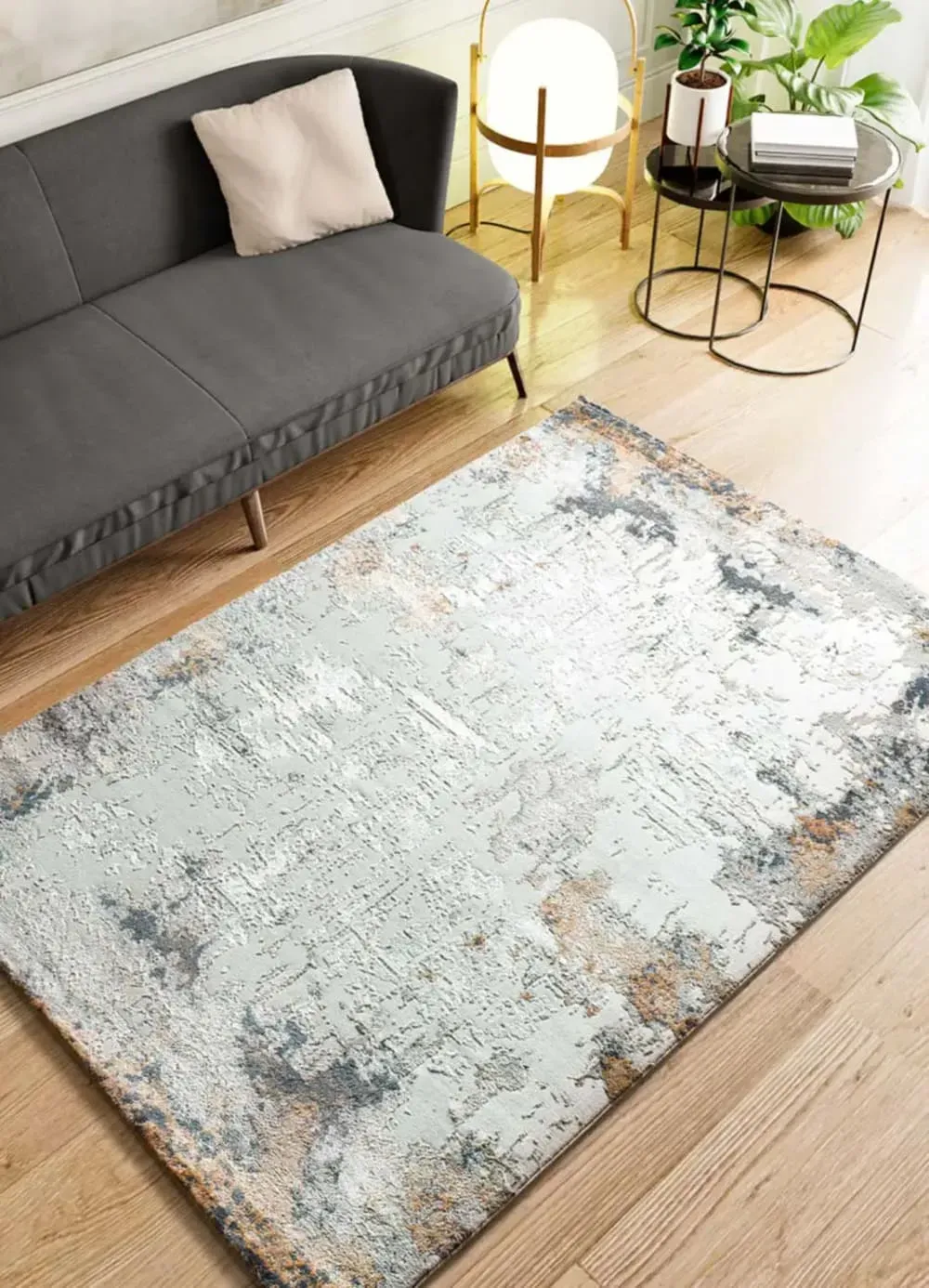 Illustration numéro 2 du produit Tapis á relief abstrait beige/rouille/bleu 192x290 cm