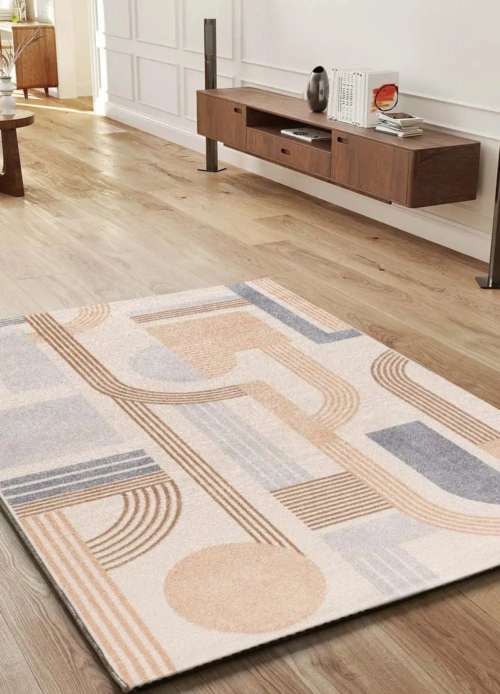 Illustration numéro 2 du produit Tapis géométrique beige/multicolore 80x150 cm