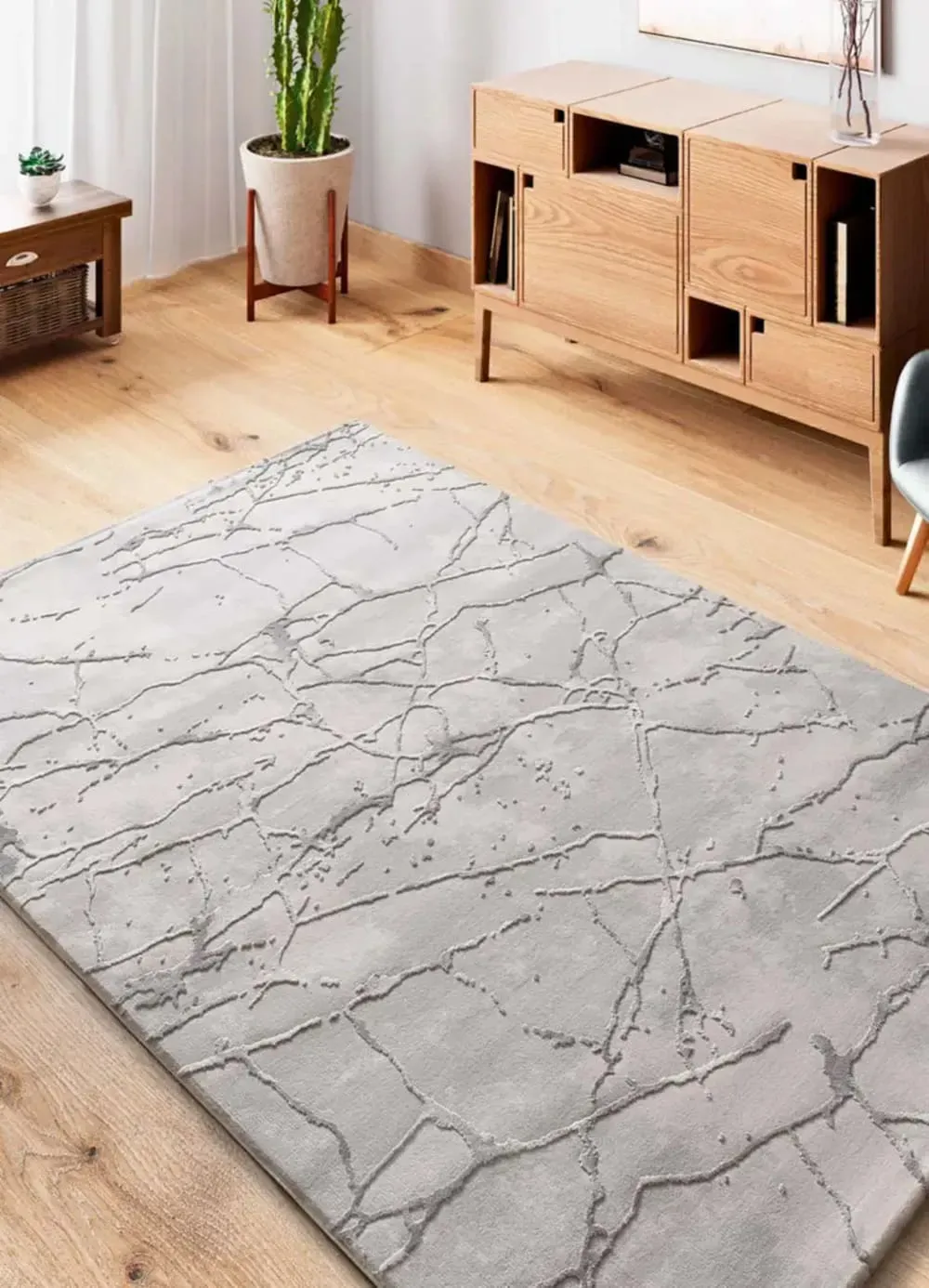 Illustration numéro 2 du produit Tapis à relief effet marbre gris 154x230 cm