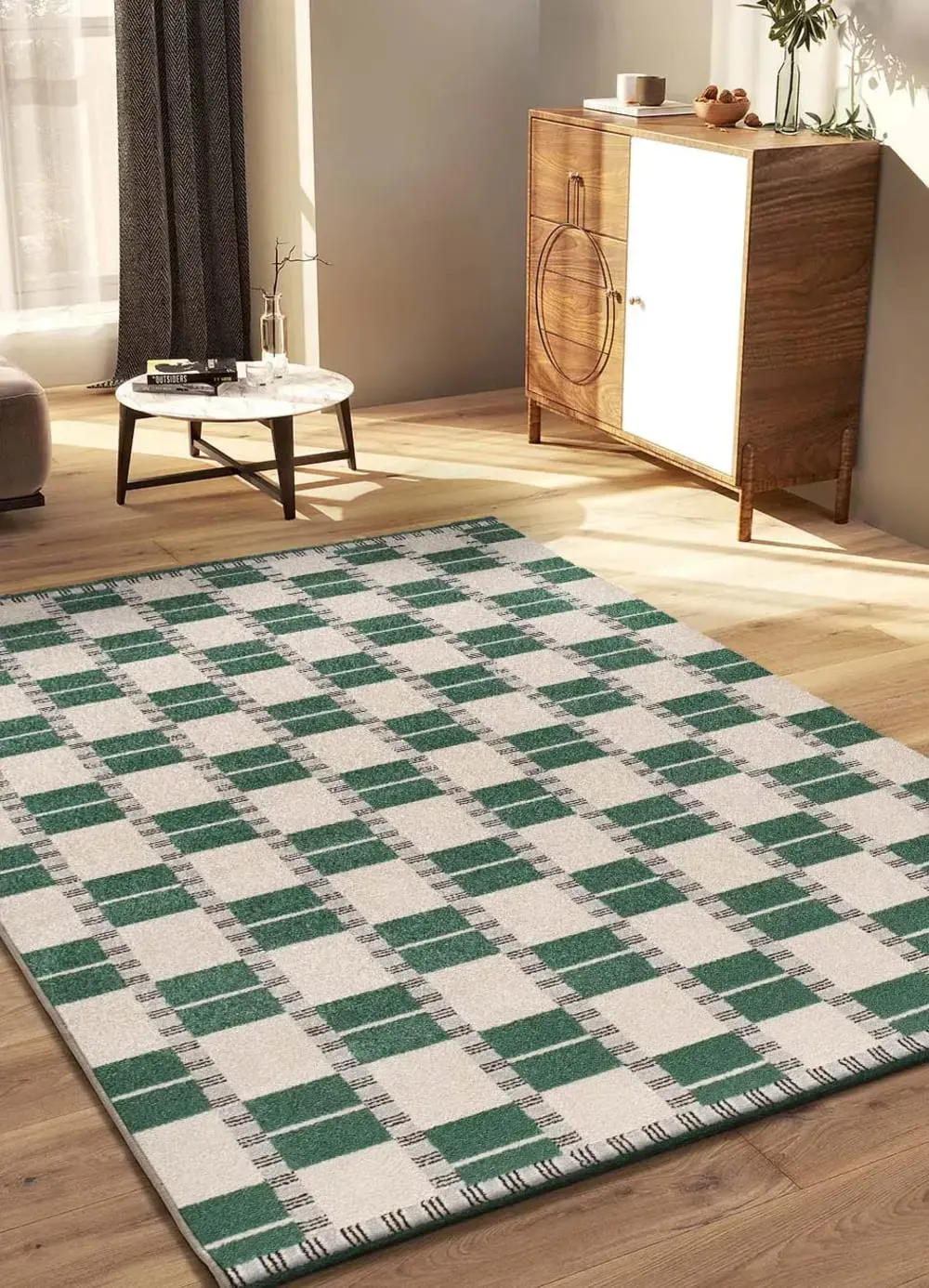 Illustration numéro 2 du produit Tapis géométrique vert/beige 160x230 cm