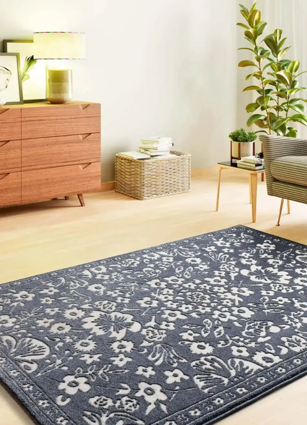 Illustration numéro 2 du produit Tapis à relief vintage bleu 80x150 cm