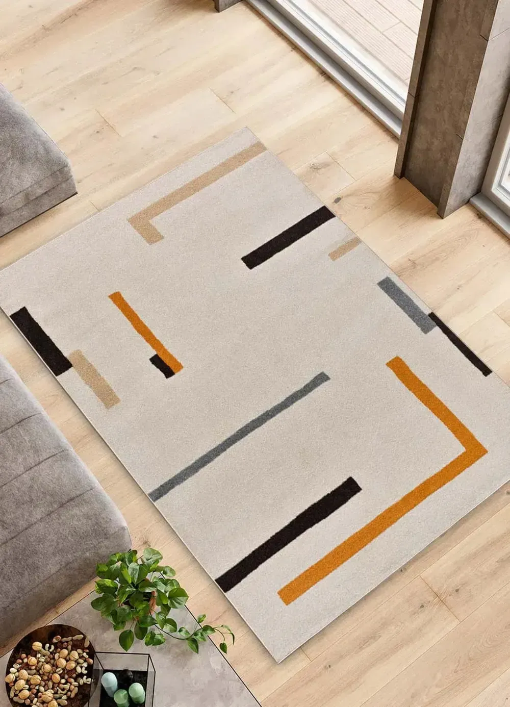 Illustration numéro 2 du produit Tapis géométrique beige/orange 80x150 cm