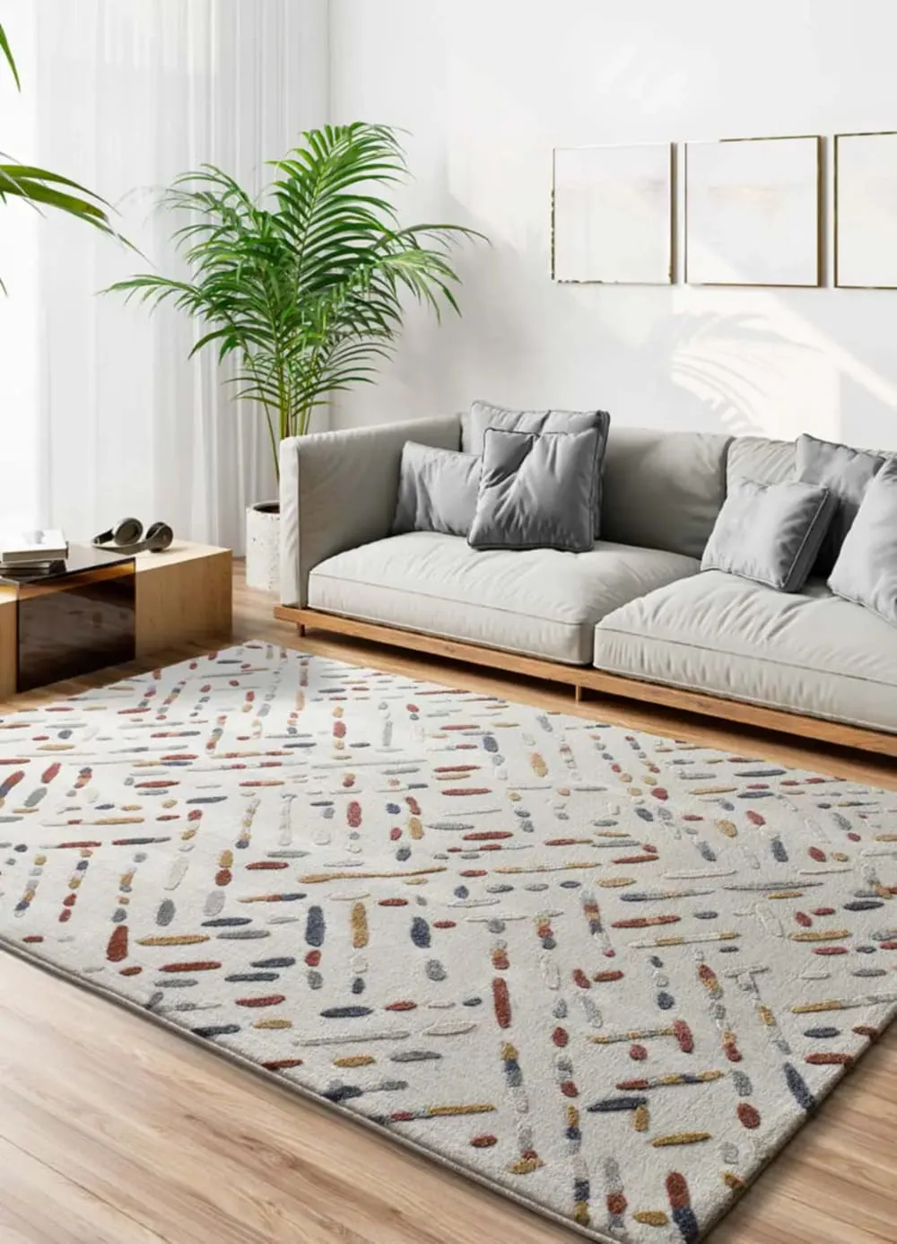 Illustration numéro 2 du produit Tapis à relief géométrique multicolore 133x190 cm