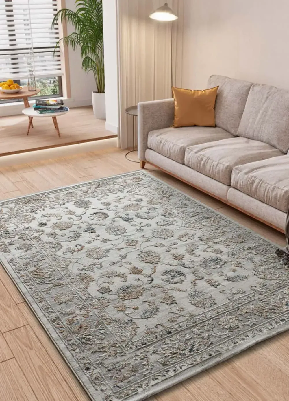 Illustration numéro 2 du produit Tapis á relief vintage beige/rouille/bleu 134x200 cm