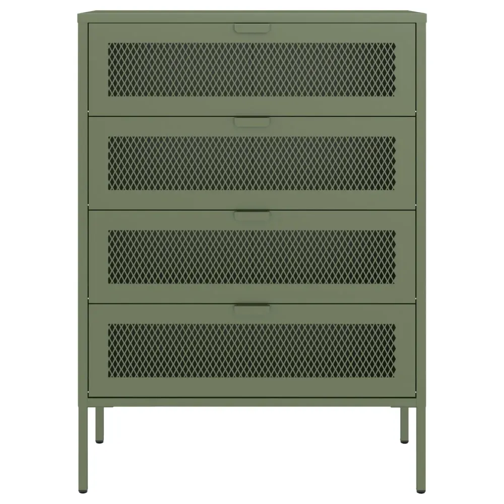 Illustration numéro 2 du produit Meuble à chaussures 4 portes en métal vert kaki