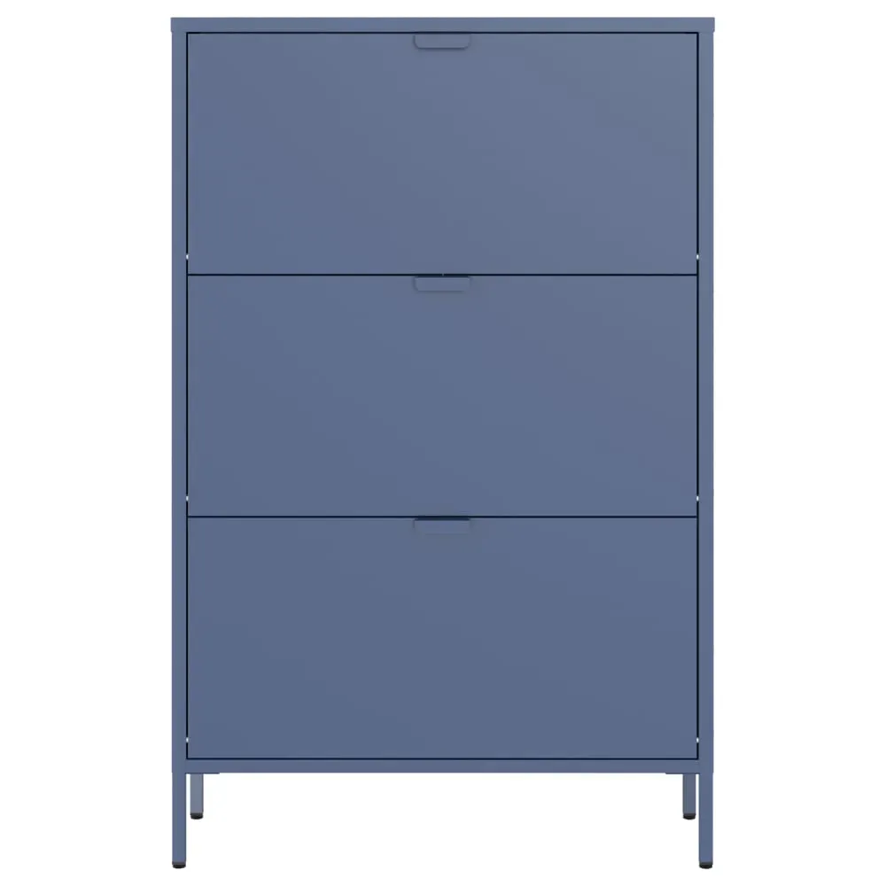 Illustration numéro 2 du produit Meuble à chaussures 3 portes en métal bleu gris