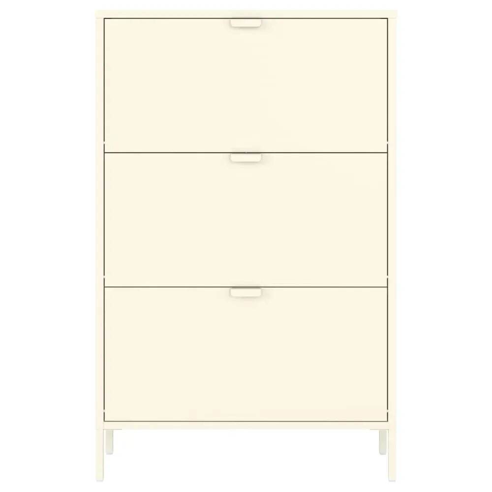 Illustration numéro 2 du produit Meuble à chaussures 3 portes en métal blanc