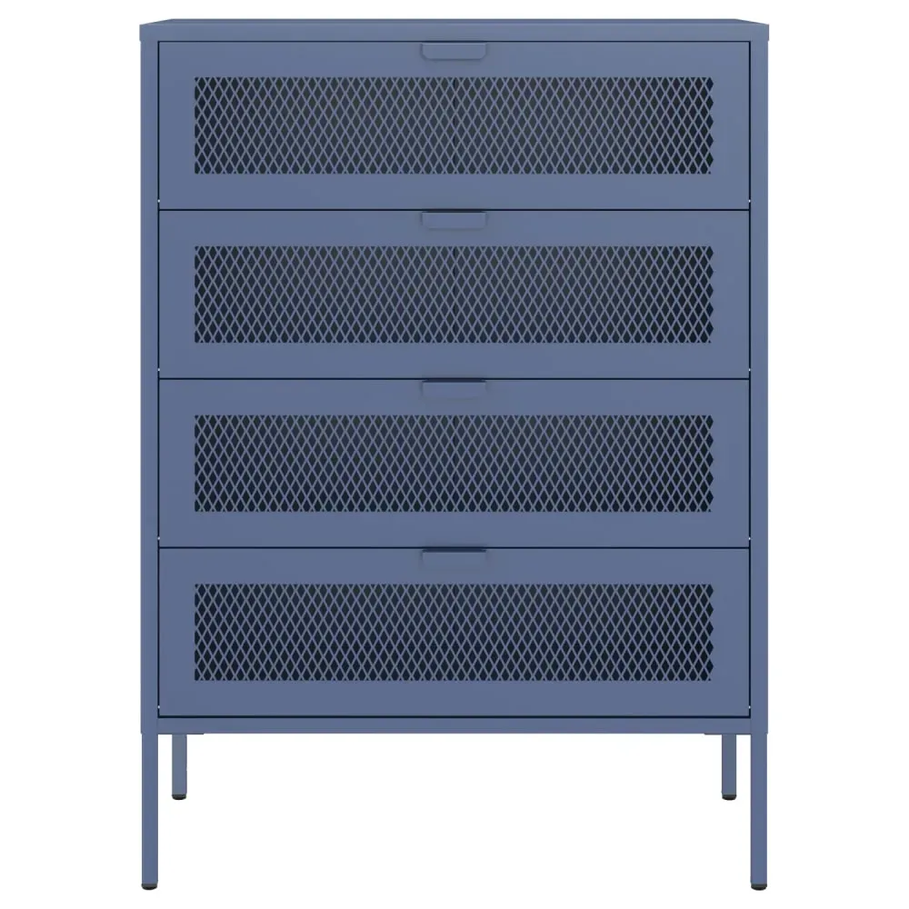 Illustration numéro 2 du produit Meuble à chaussures 4 portes en métal bleu gris