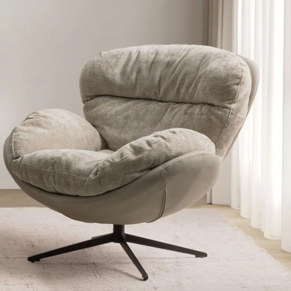 Illustration numéro 2 du produit Fauteuil relax pivotant tissu/simili gris/taupe