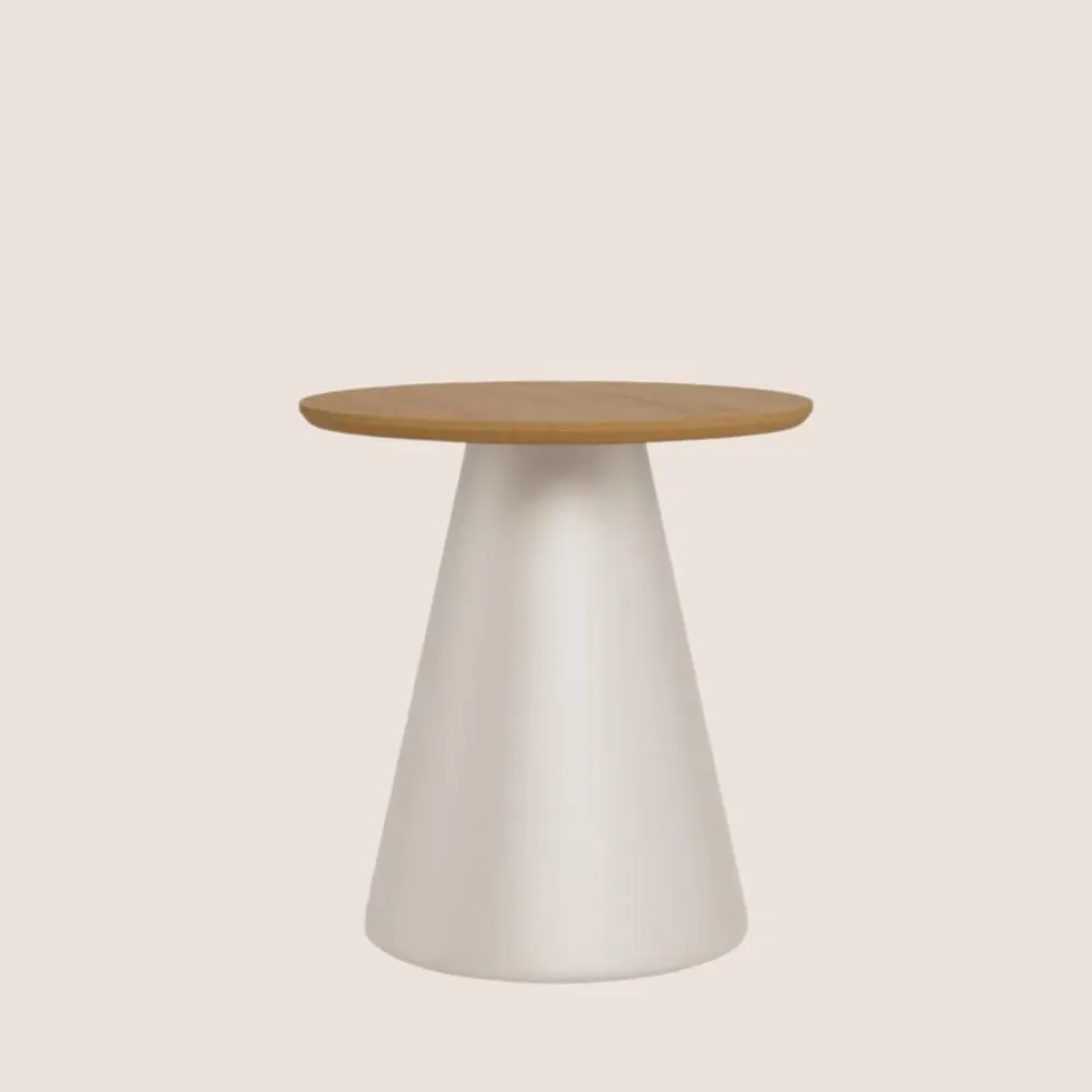 Illustration numéro 2 du produit Bout de canapé rond en bois et métal grège D45