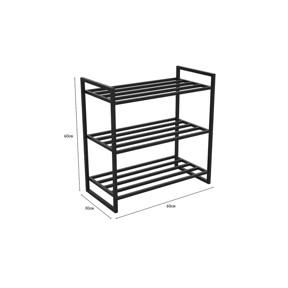 Illustration numéro 2 du produit Étagère à chaussures en métal noir 60 x 30 x 60 cm