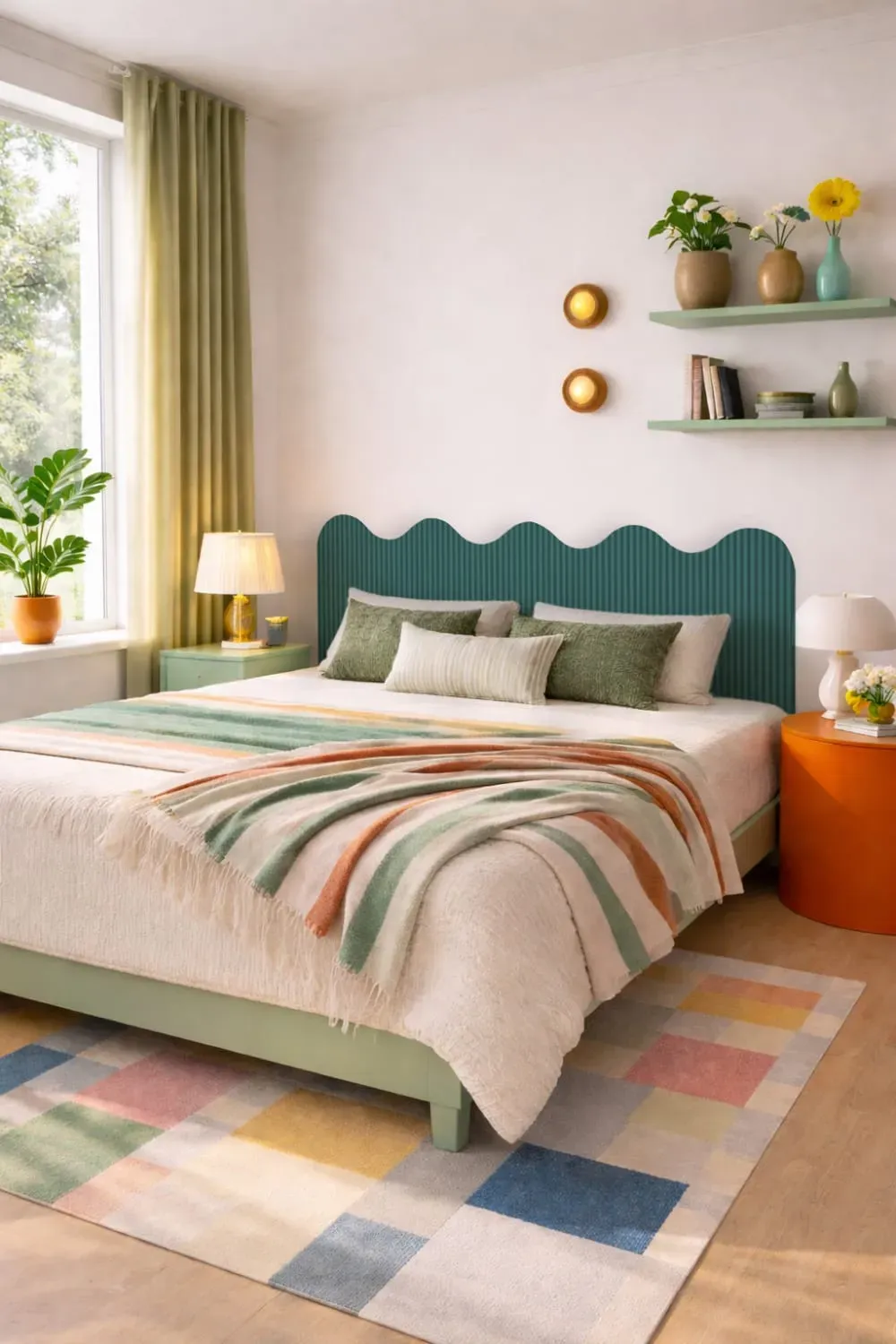 Illustration numéro 2 du produit Tête de lit rembourrée forme ondulée 160x73,5cm