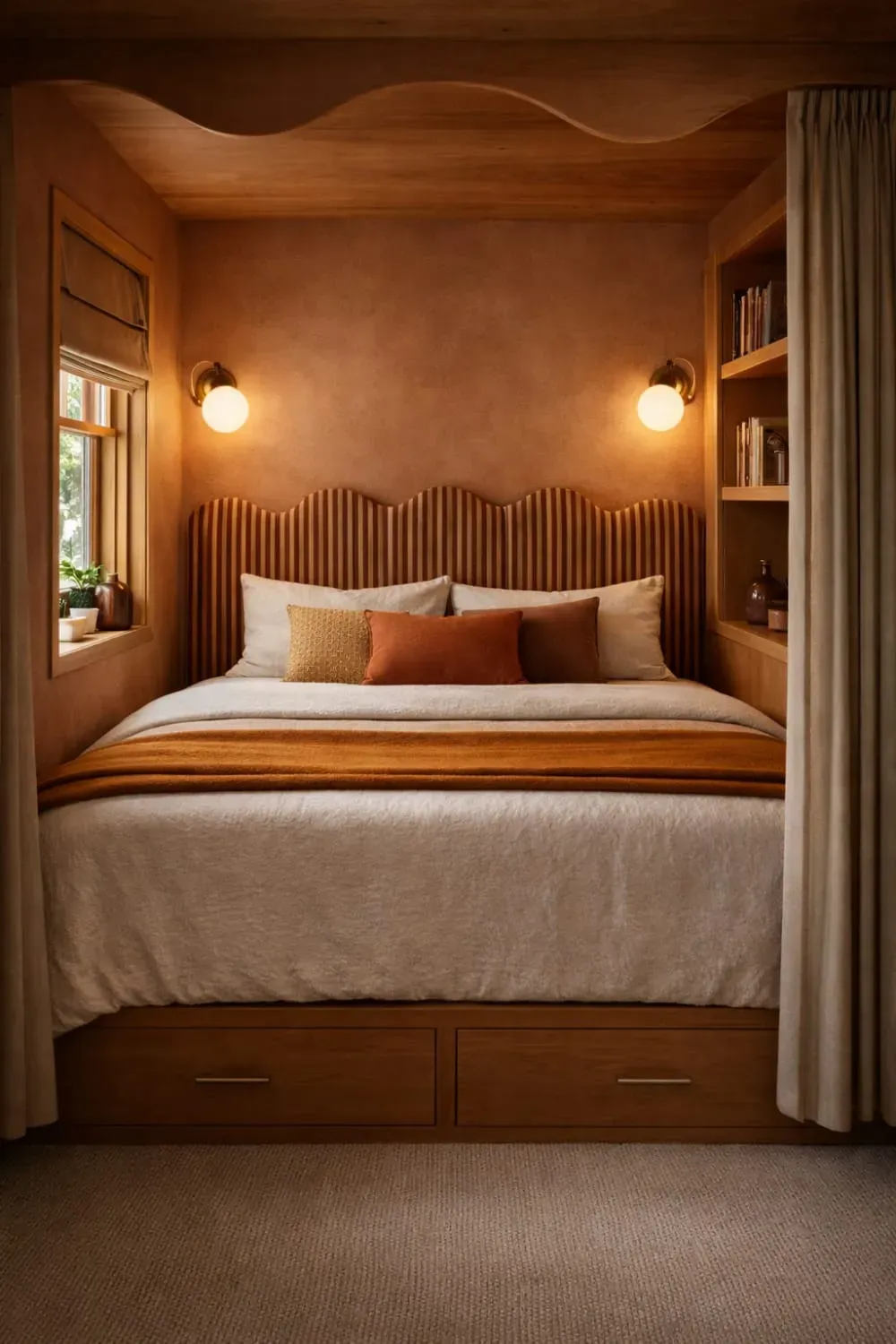 Illustration numéro 2 du produit Tête de lit rembourrée forme ondulée 160x73,5cm