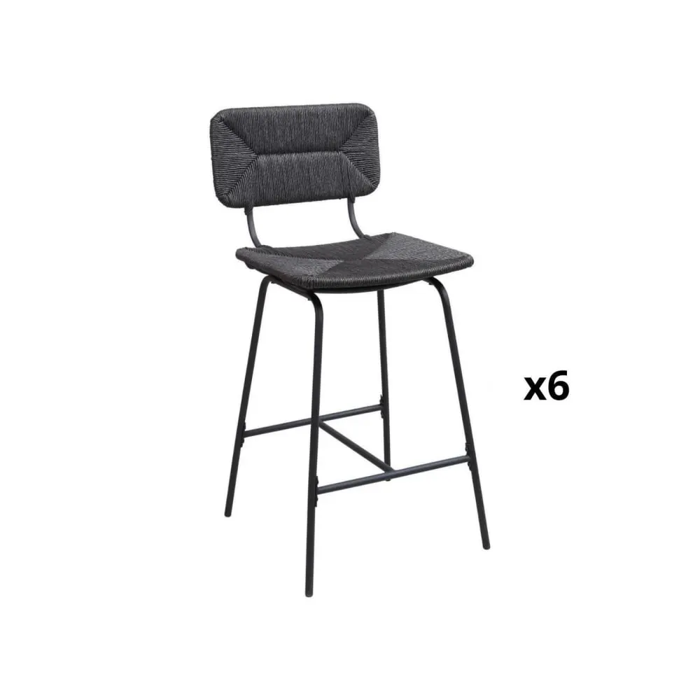Illustration numéro 2 du produit Lot de tabourets de bar et d'ilot  en métal et assise rotin 65cm