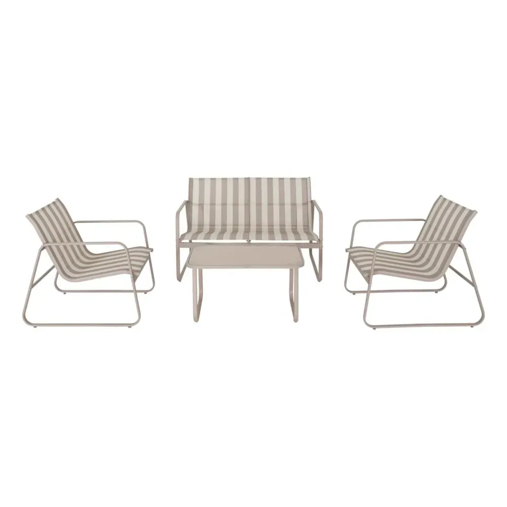 Illustration numéro 2 du produit Salon de jardin en métal et textilène 4 places beige