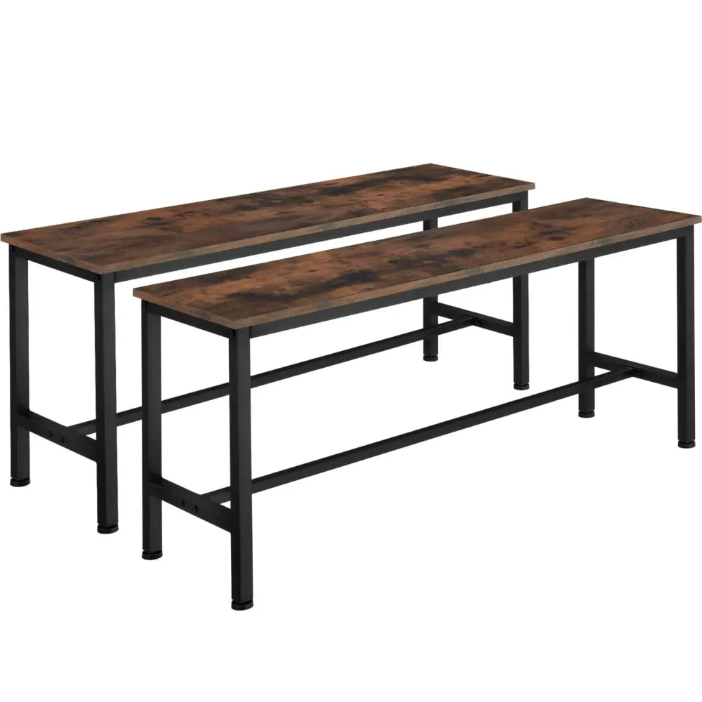 Illustration numéro 2 du produit Ensemble de 2 bancs Style industriel 108x325x50cm bois foncé