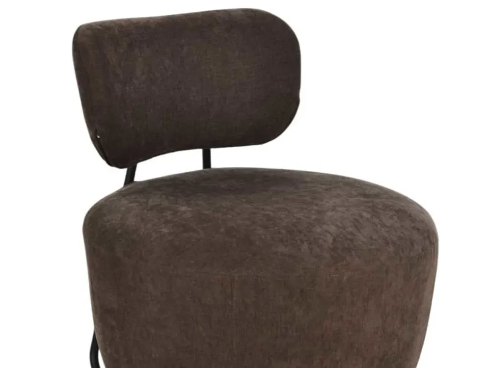 Illustration numéro 2 du produit Fauteuil en tissu marron et métal au style contemporain