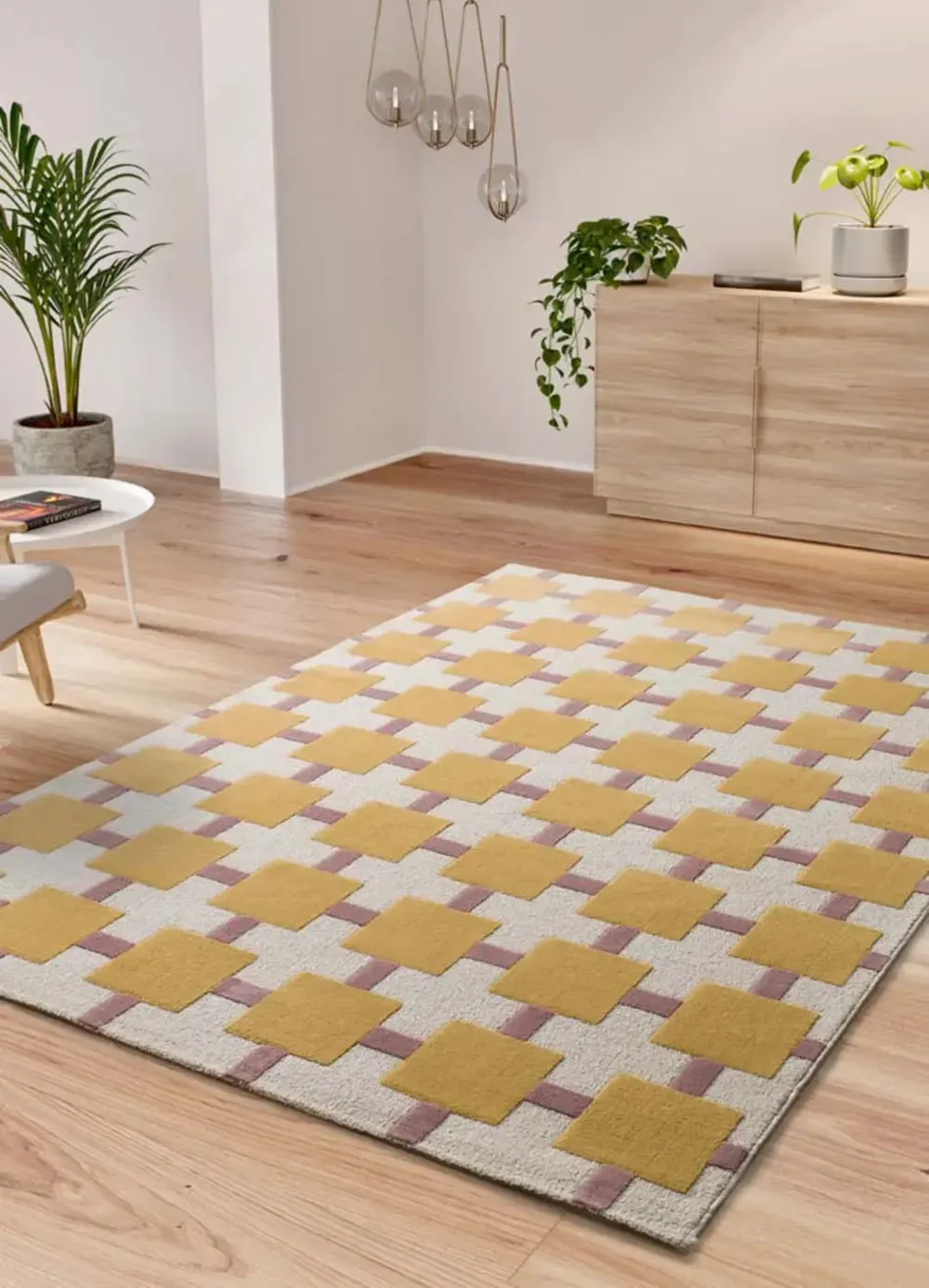 Illustration numéro 2 du produit Tapis géométrique jaune foncé/rose 160x230 cm