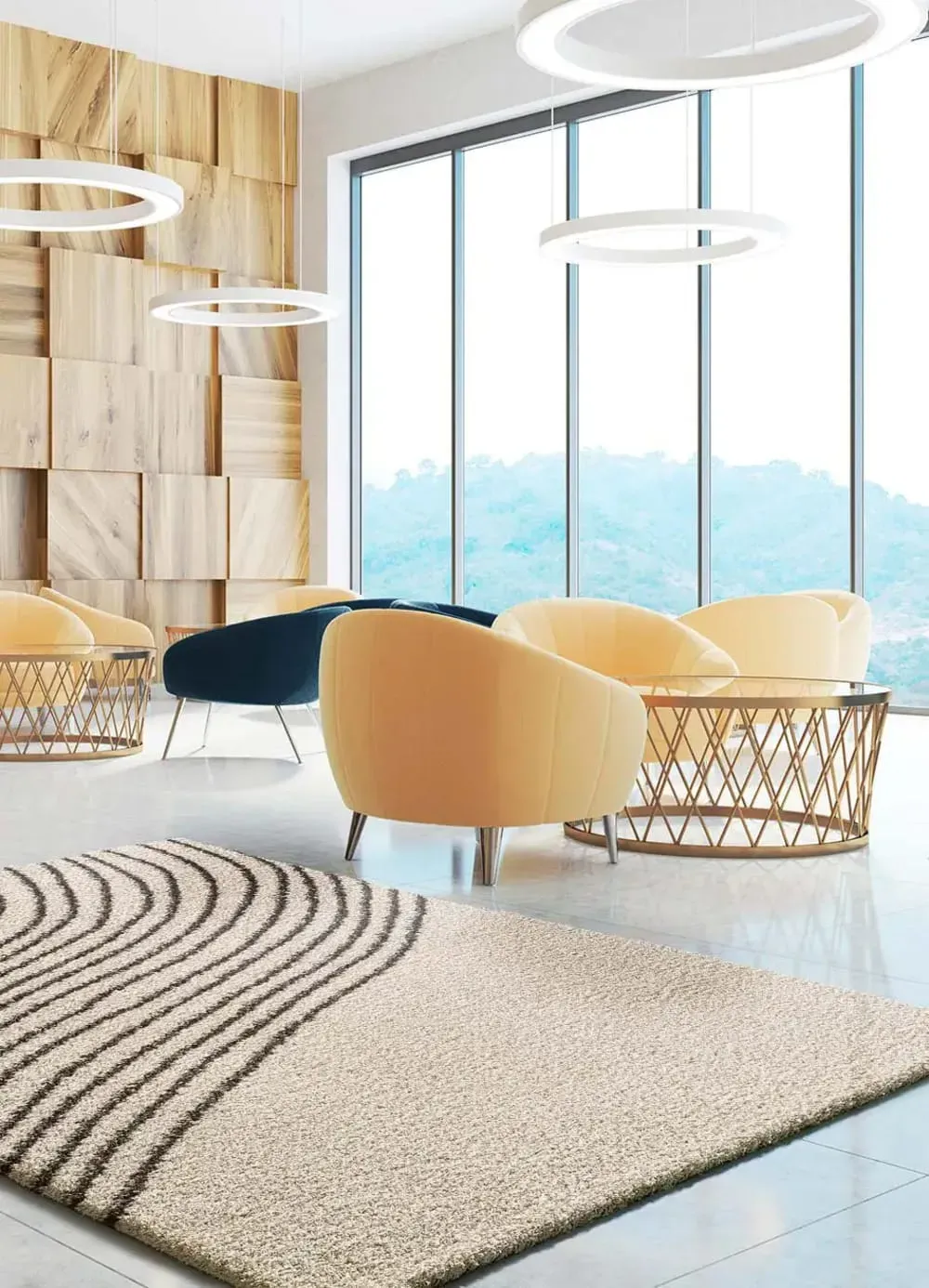 Illustration numéro 2 du produit Tapis shaggy abstrait blanc/noir 160x230 cm