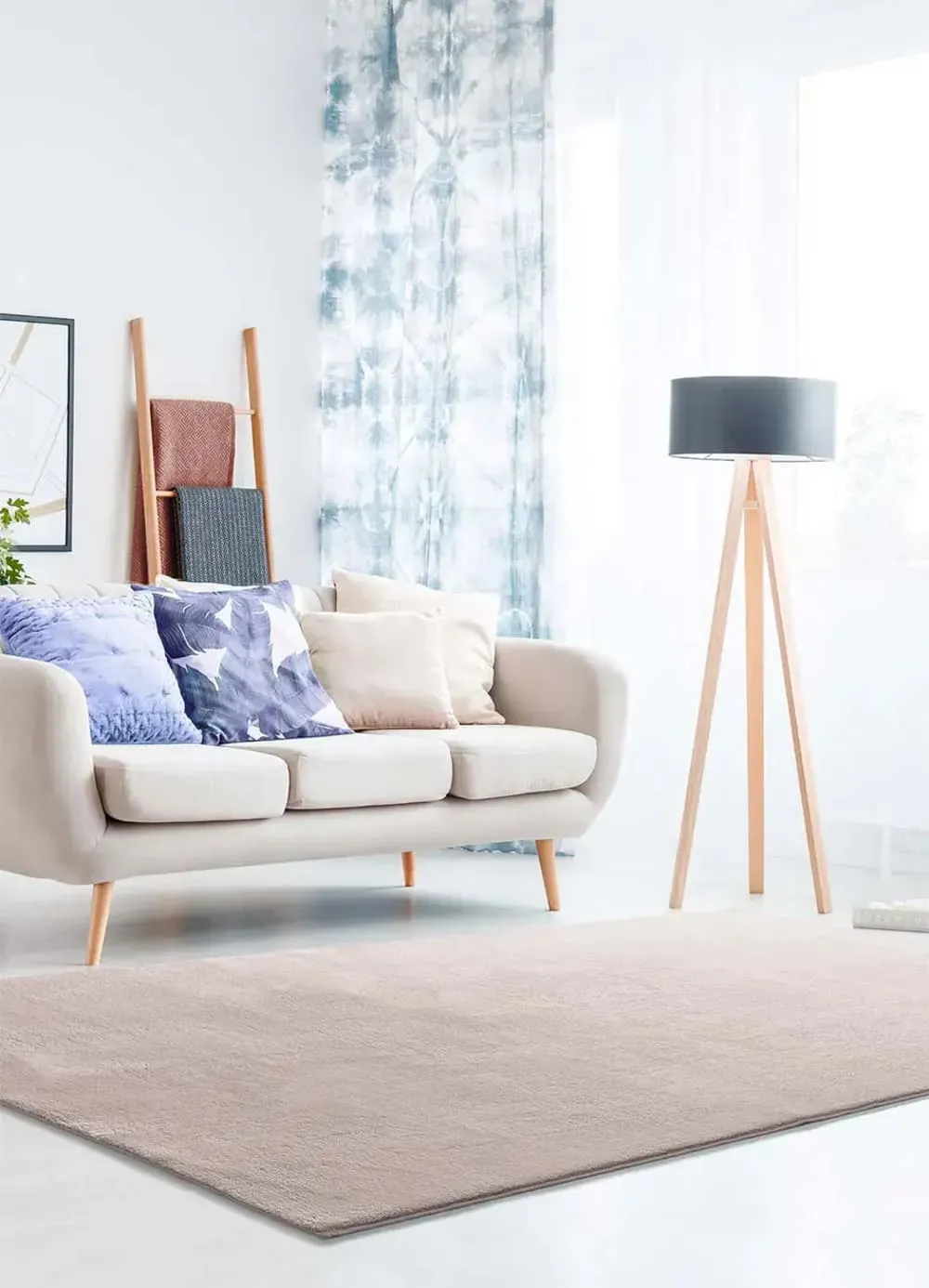 Illustration numéro 2 du produit Tapis lavable rose poudré antidérapant 120x170 cm