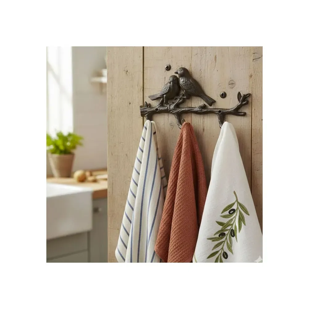 Illustration numéro 2 du produit Portemanteau mural 3 crochets en fonte marron 45x27x4cm